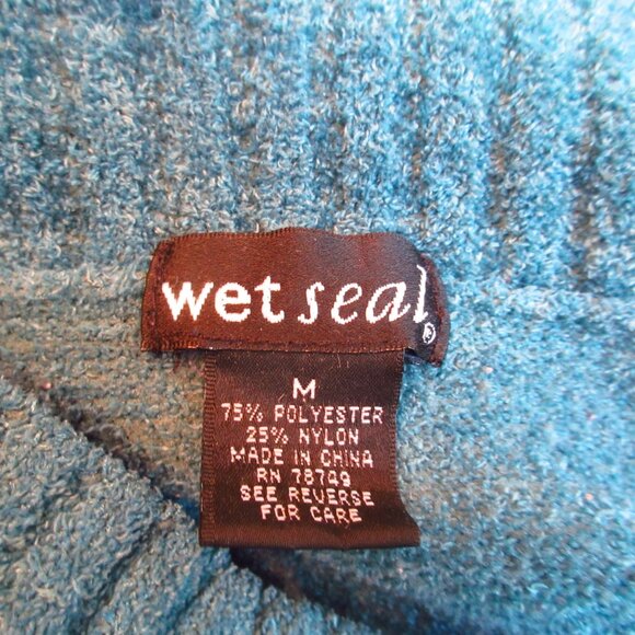 Vintage Y2K Wet Seal Teal Knit Sweater Top M Preppy Academia Retro Chic Corpcore - Picture 11 of 15